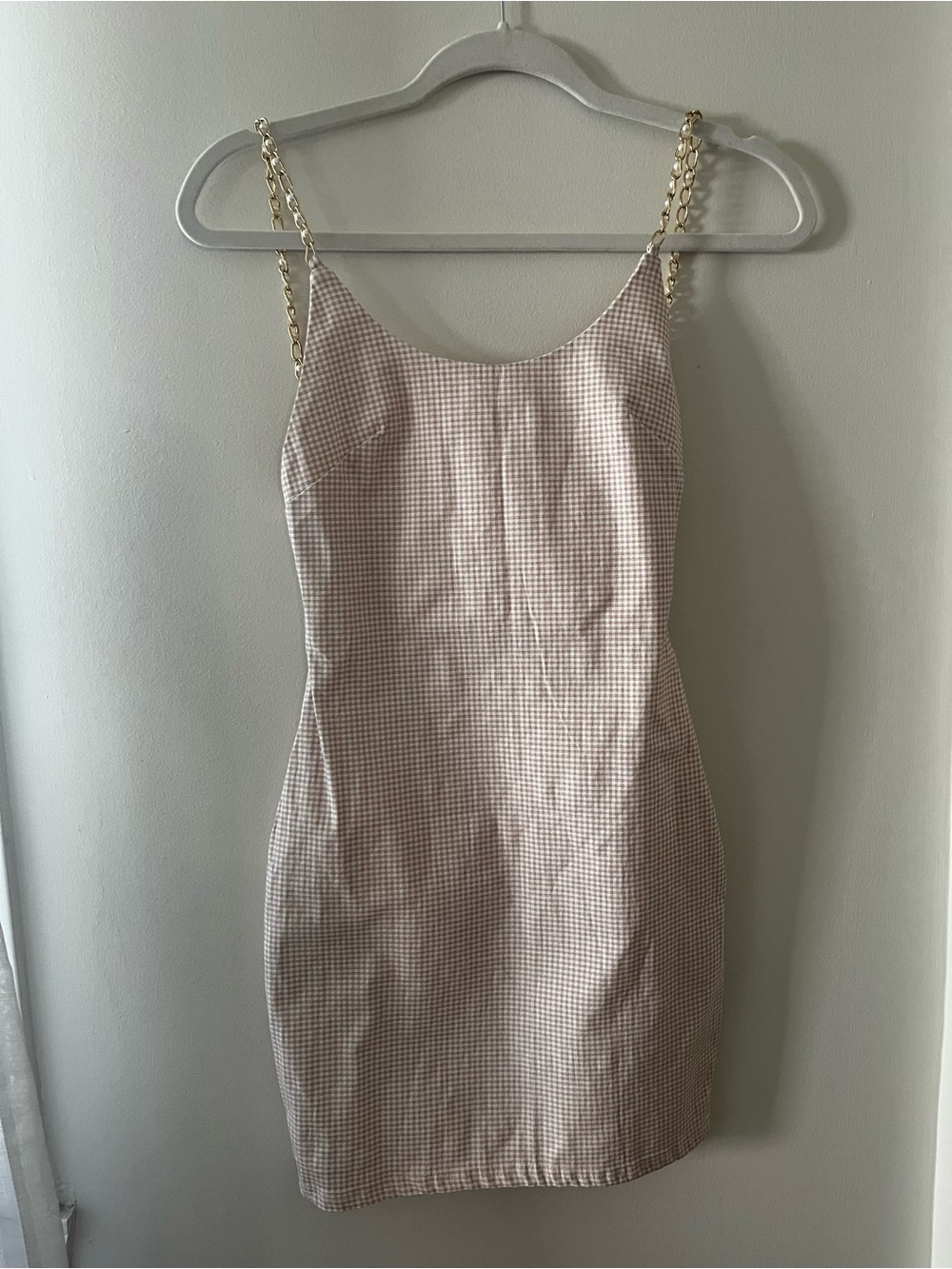 Sleeveless Pink Gingham Chain strap Backless Mini Dress Cottagecore coquettegirl
